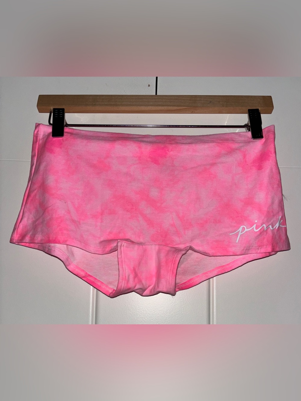 Pink Victoria’s Secret Pamuklu Tie-Dye Script Logo On Hip Shortie Women XL NEW